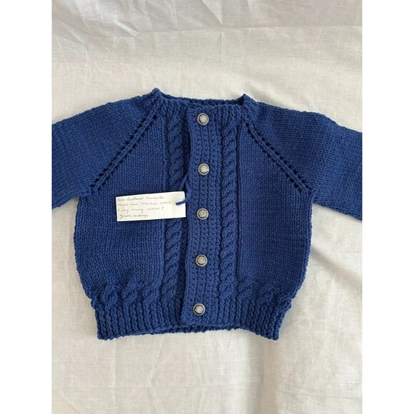 Boys 12 mo. Hand Knitted Baby Cardigan Sweater, Soft, Warm & Cozy - Picture 15 of 16